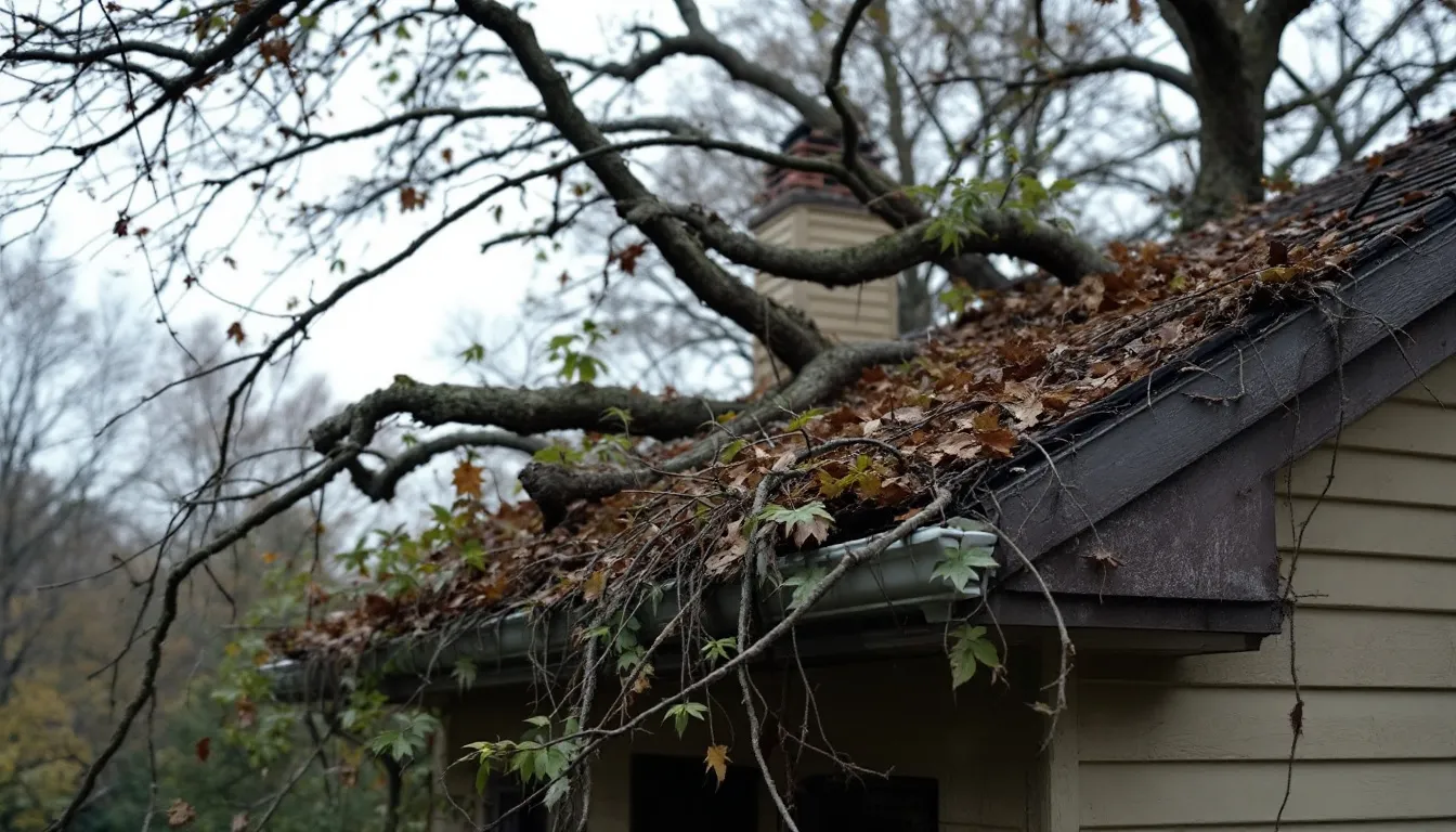 Overgrown Trees Blocking Gutters and Roof